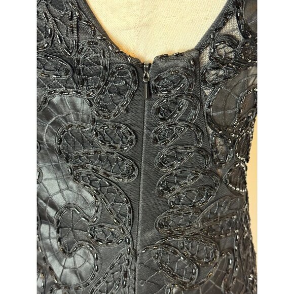 Sue Wong Dress Women 2 Black Lace Beaded‎ Illusion Knee Length Mini Sheath Party - Picture 9 of 14